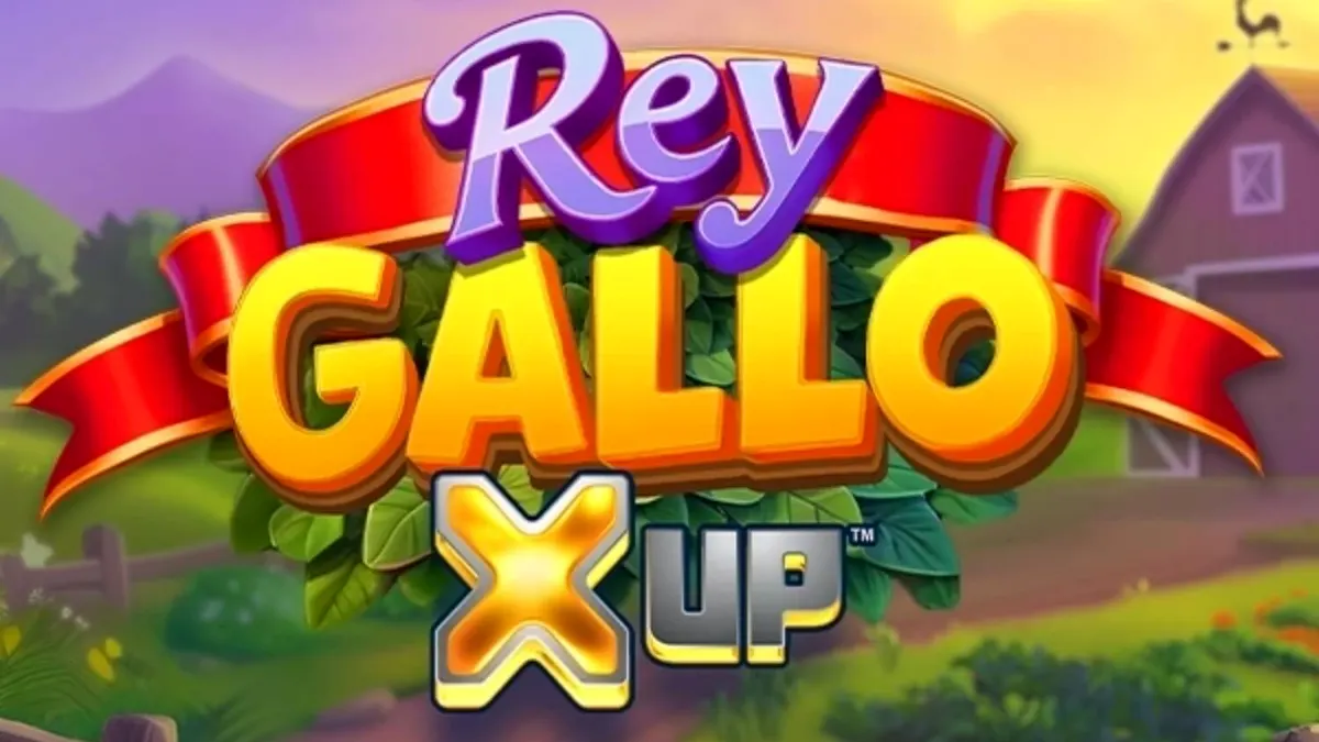 ภาพบรรยากาศฟาร์มและตัวละครไก่ในเกมสล็อต Rey Gallo X UP